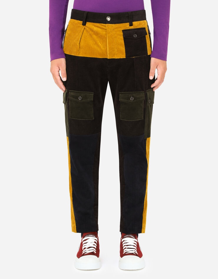 Velvet patchwork cargo pants - 1