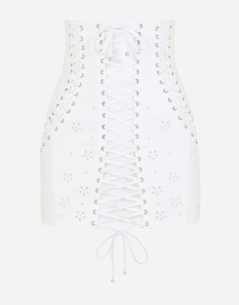 Short embroidered cotton skirt 3