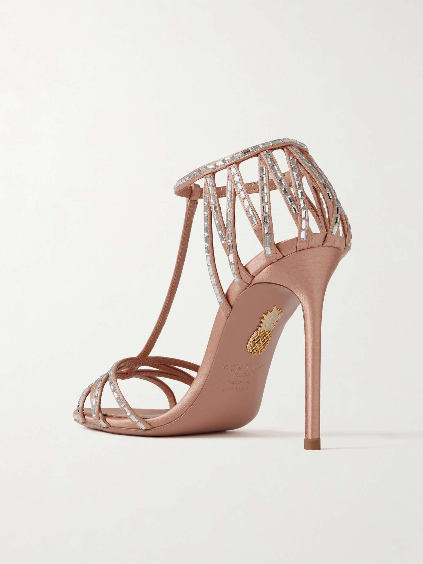Forever More 105 crystal-embellished satin sandals Neutral - 3
