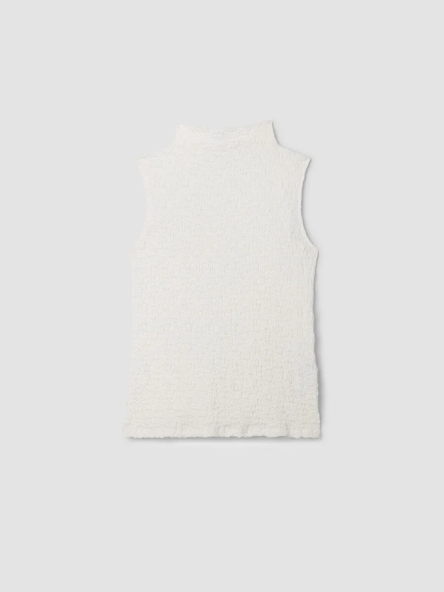 Bubble Jacquard Funnel Neck Top - 1