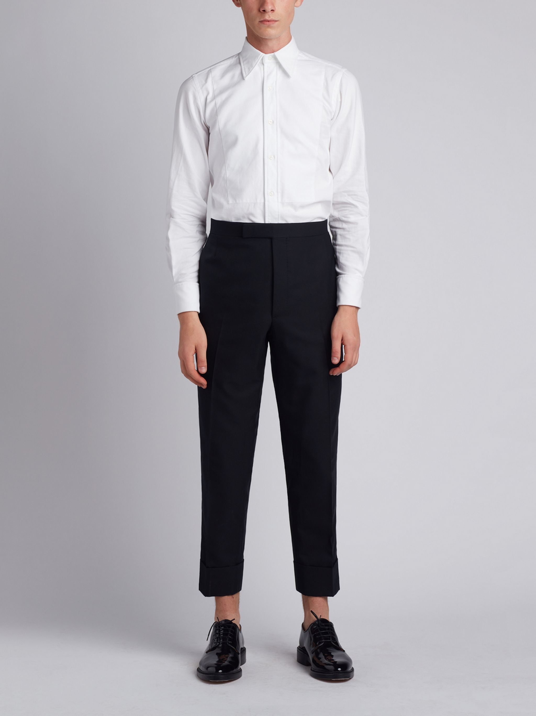 White Solid Poplin Classic Tuxedo Shirt - 4