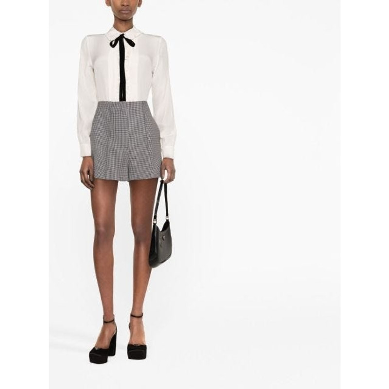 Alessandra Rich Ivory silk shirt with ruffles outlook