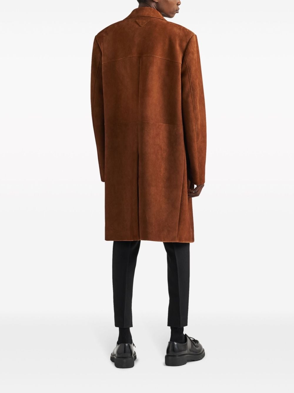 single-breasted leather coat - 3