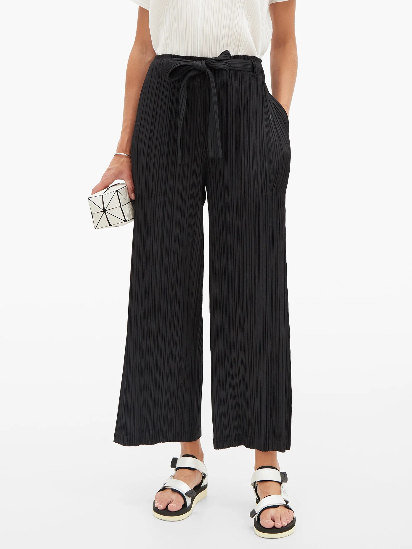 Tie-front technical-pleated trousers - 6