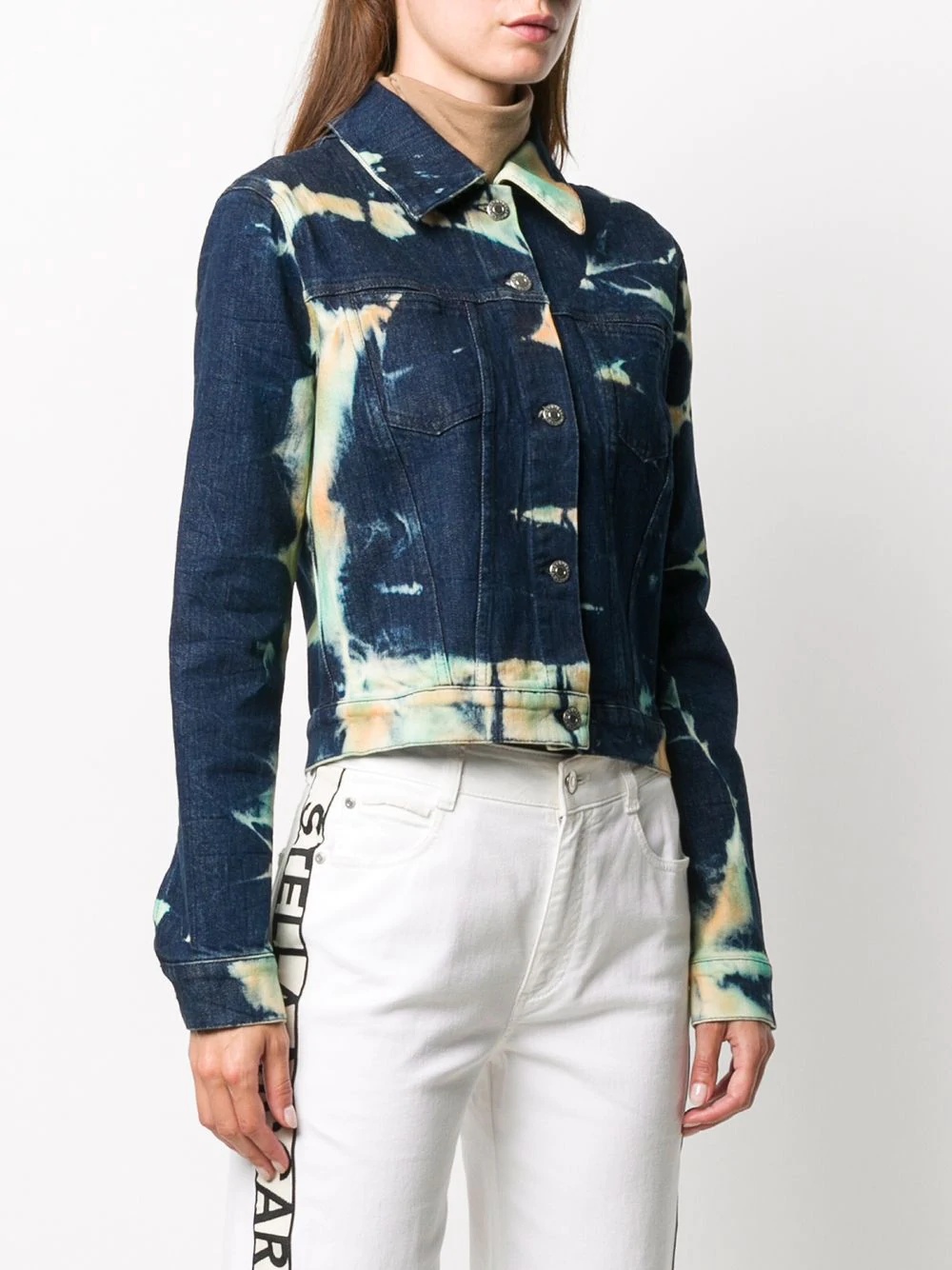 cropped tie-dye denim jacket - 3