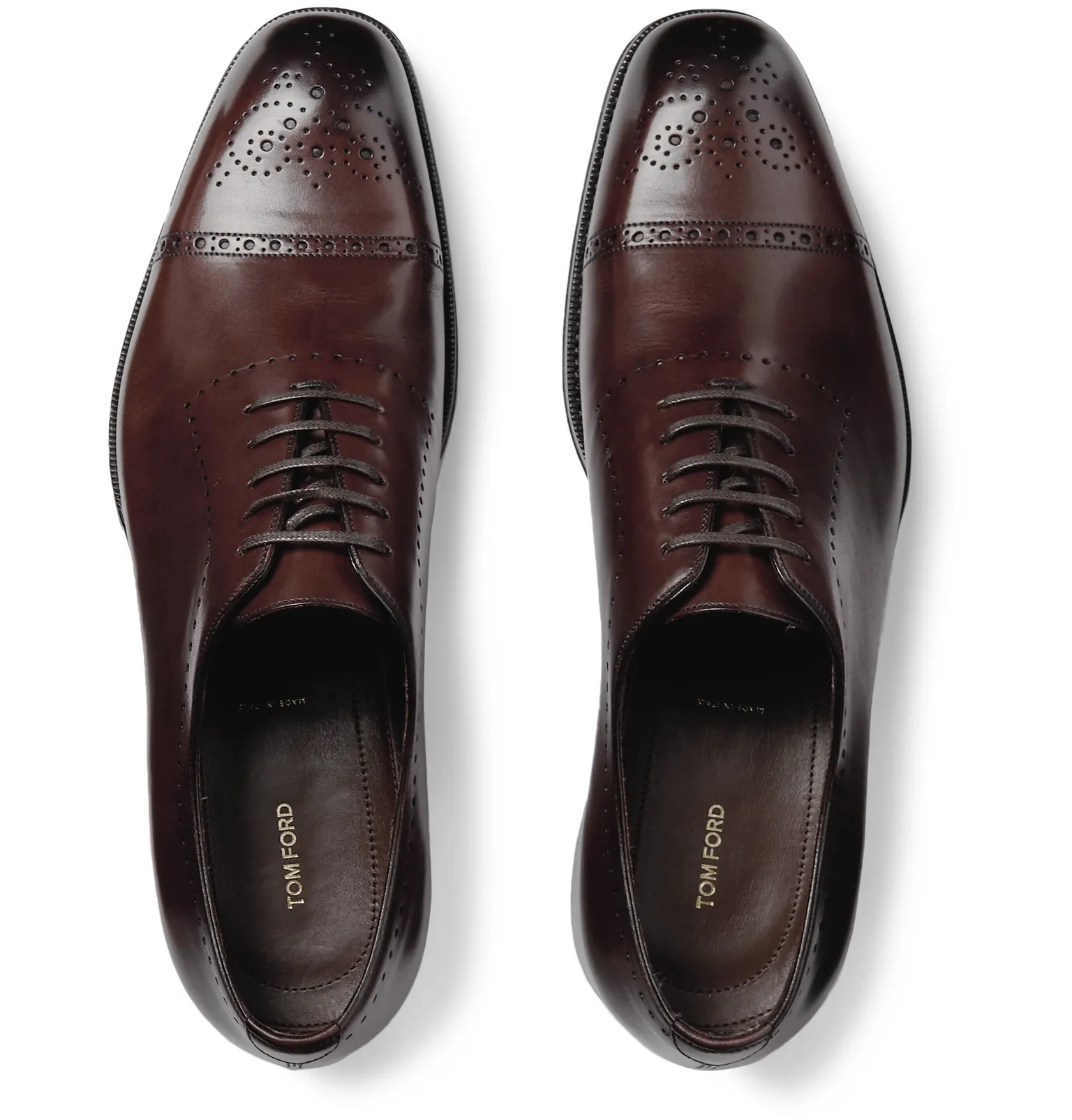 Edgar Whole-Cut Polished-Leather Brogues - 8