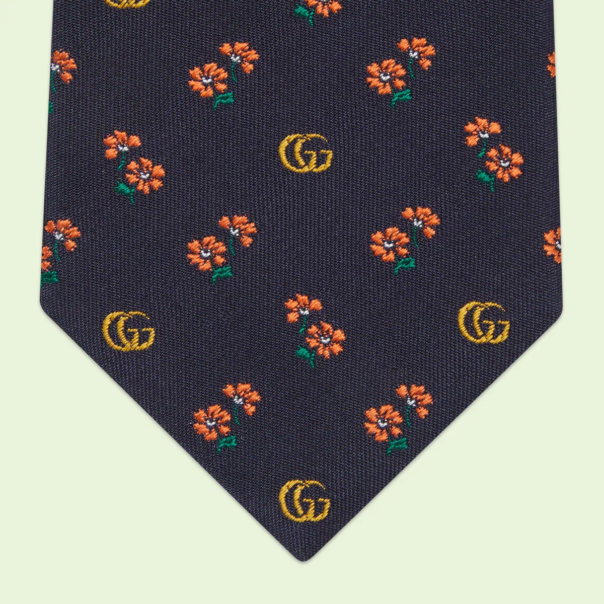 Double G and flowers silk jacquard tie - 4