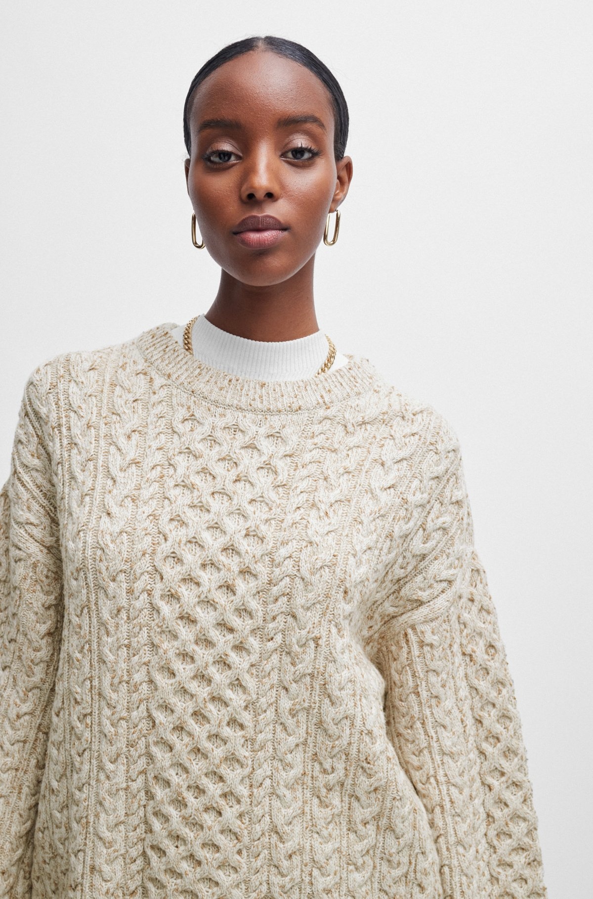 WOOL-BLEND SWEATER WITH CABLE-KNIT STRUCTURE - 5