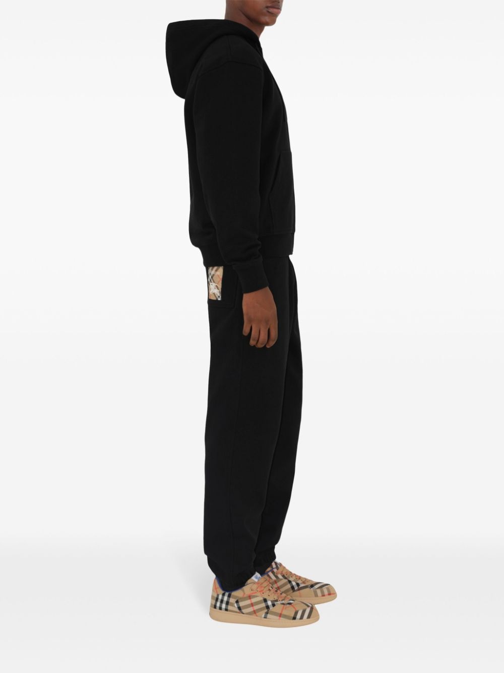 checked cotton track pants - 3
