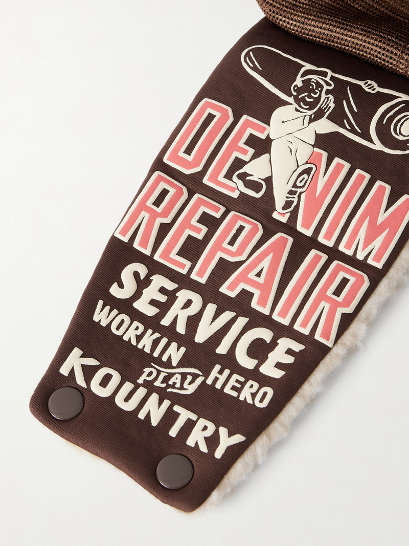 Denim Repair Service Fleece-Trimmed Printed Canvas and Mesh Trucker Cap 4
