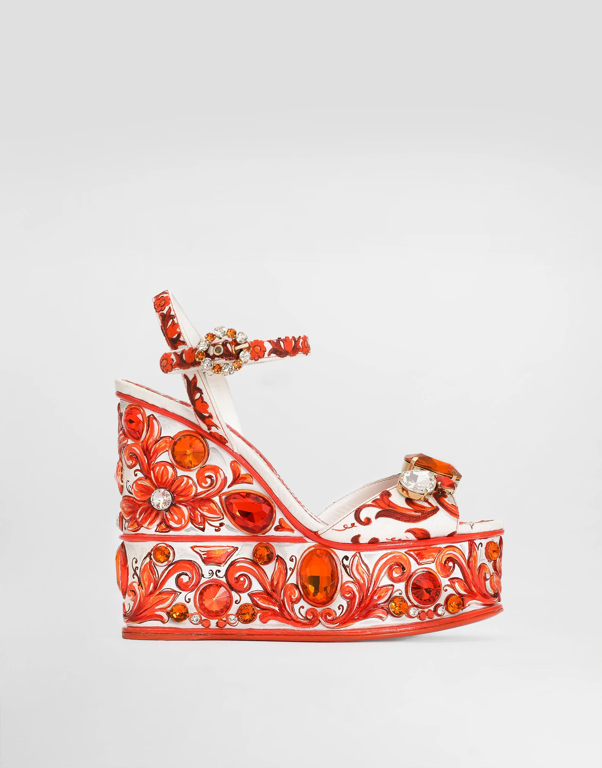 Majolica-print brocade sandals - 1