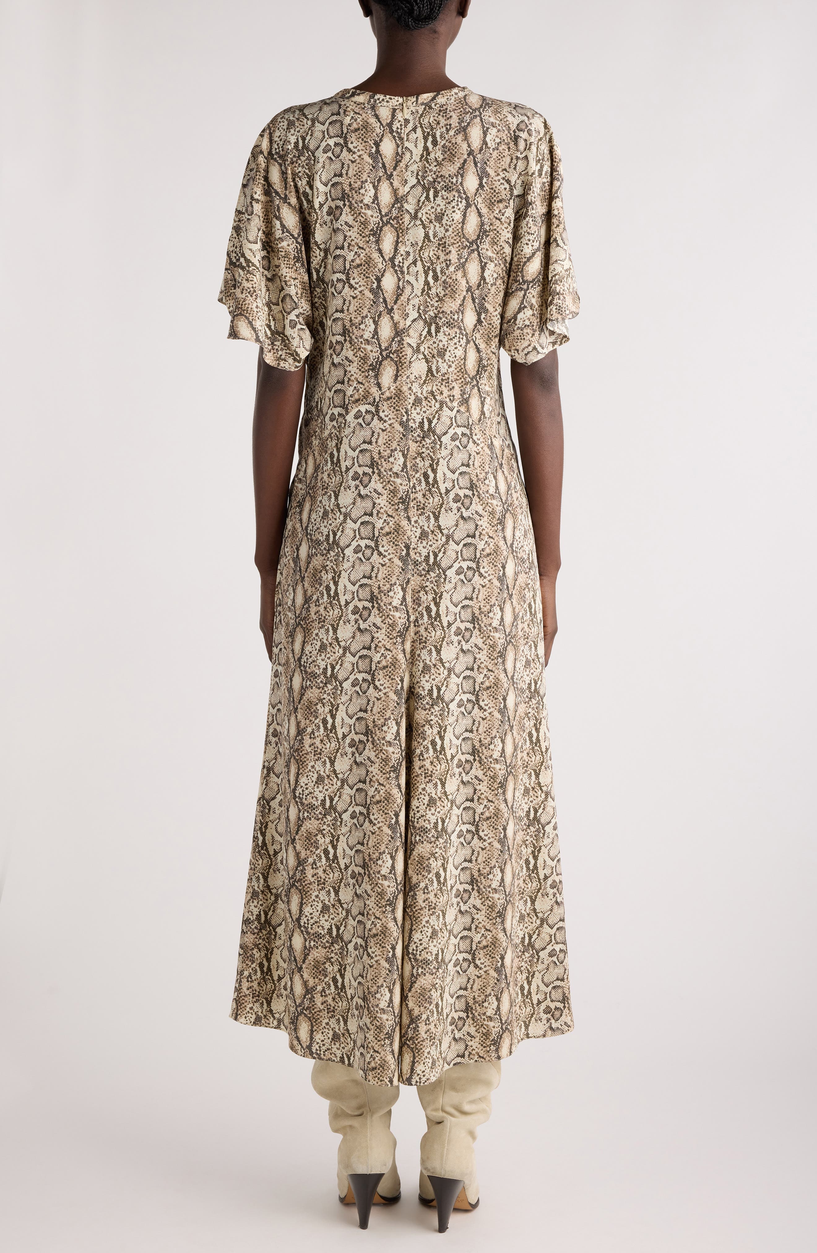 Isabel Marant Keany Snakeskin Print Stretch Silk Dress in Natural at Nordstrom - 2