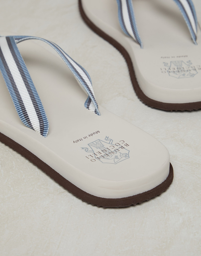 Flip-flops with striped grosgrain band 4