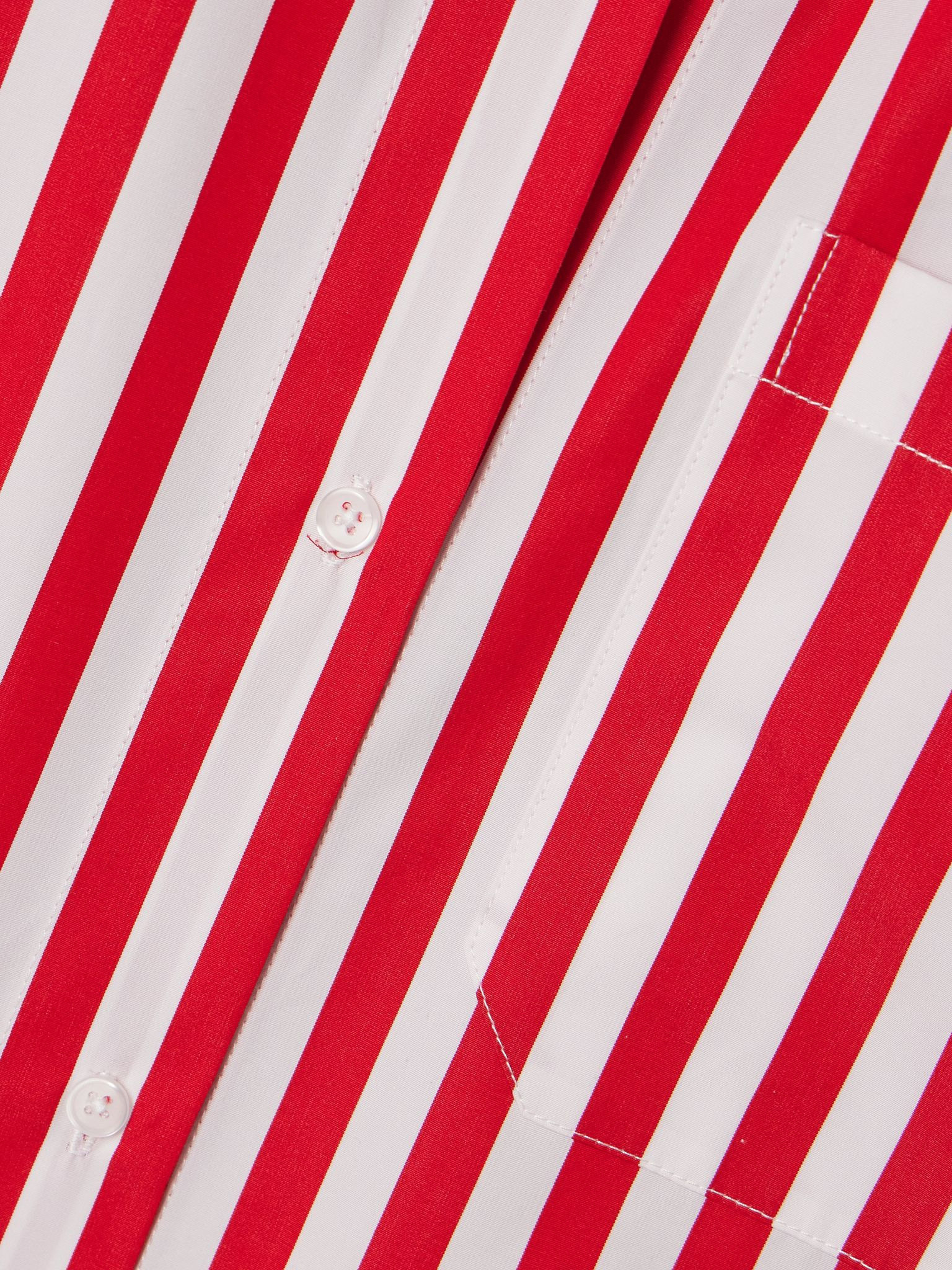J.D. striped cotton-poplin shirt Red - 4