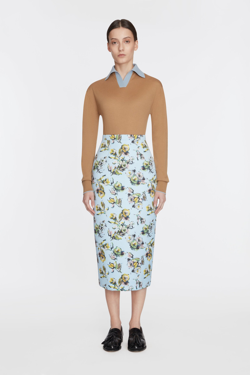 EMILIA WICKSTEAD James Knit with Baby Blue Collar in Camel Lightweight Wool outlook