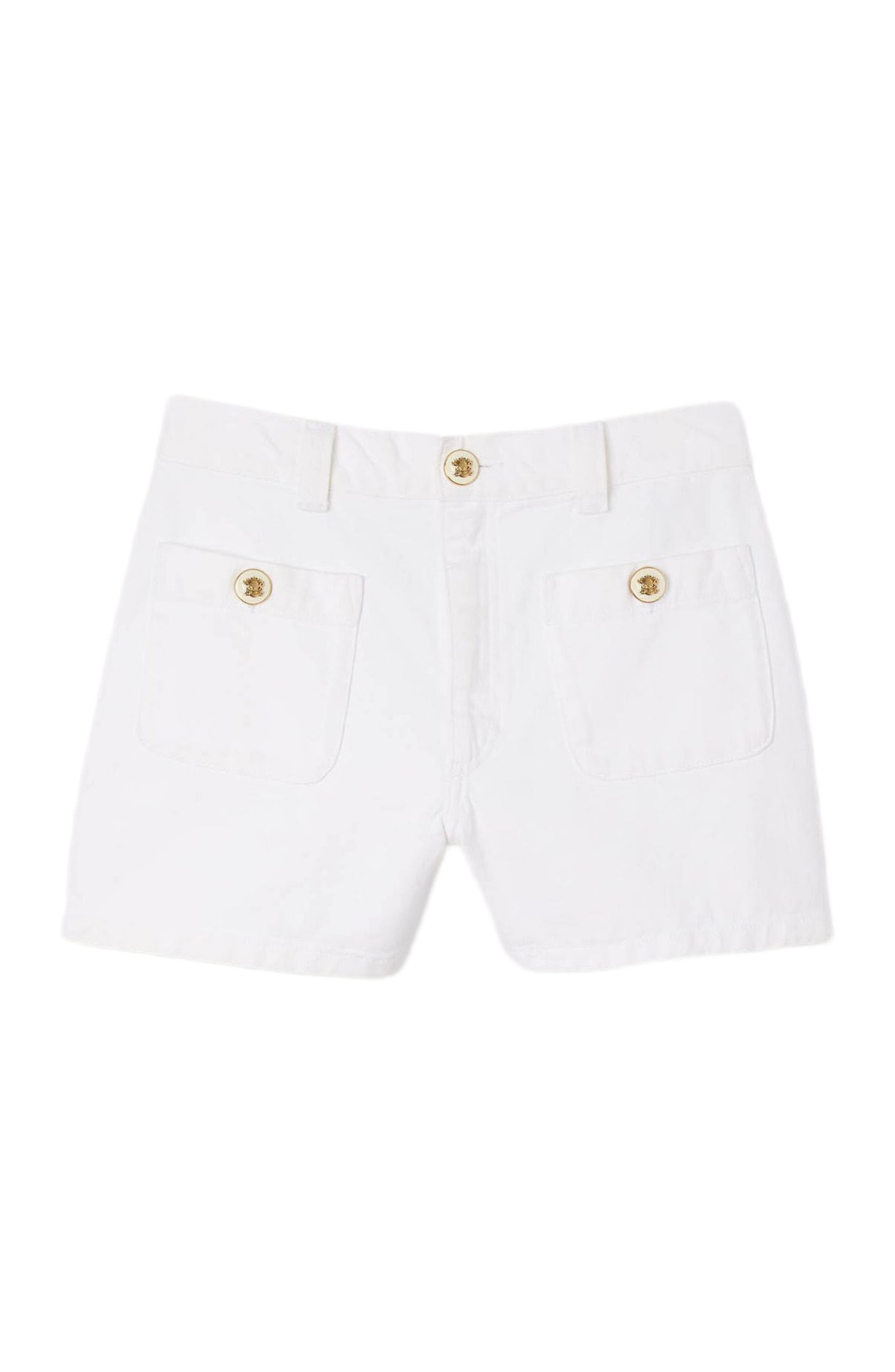 SANDRO High waist denim shorts in White at Nordstrom - 4