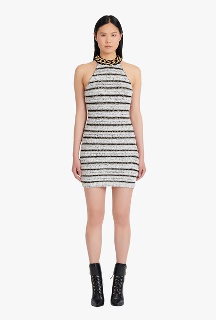 Short black and white tweed dress - 4