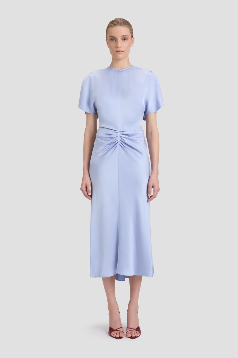 Victoria Beckham Gathered Waist Midi Dress In Delphinium Blue outlook