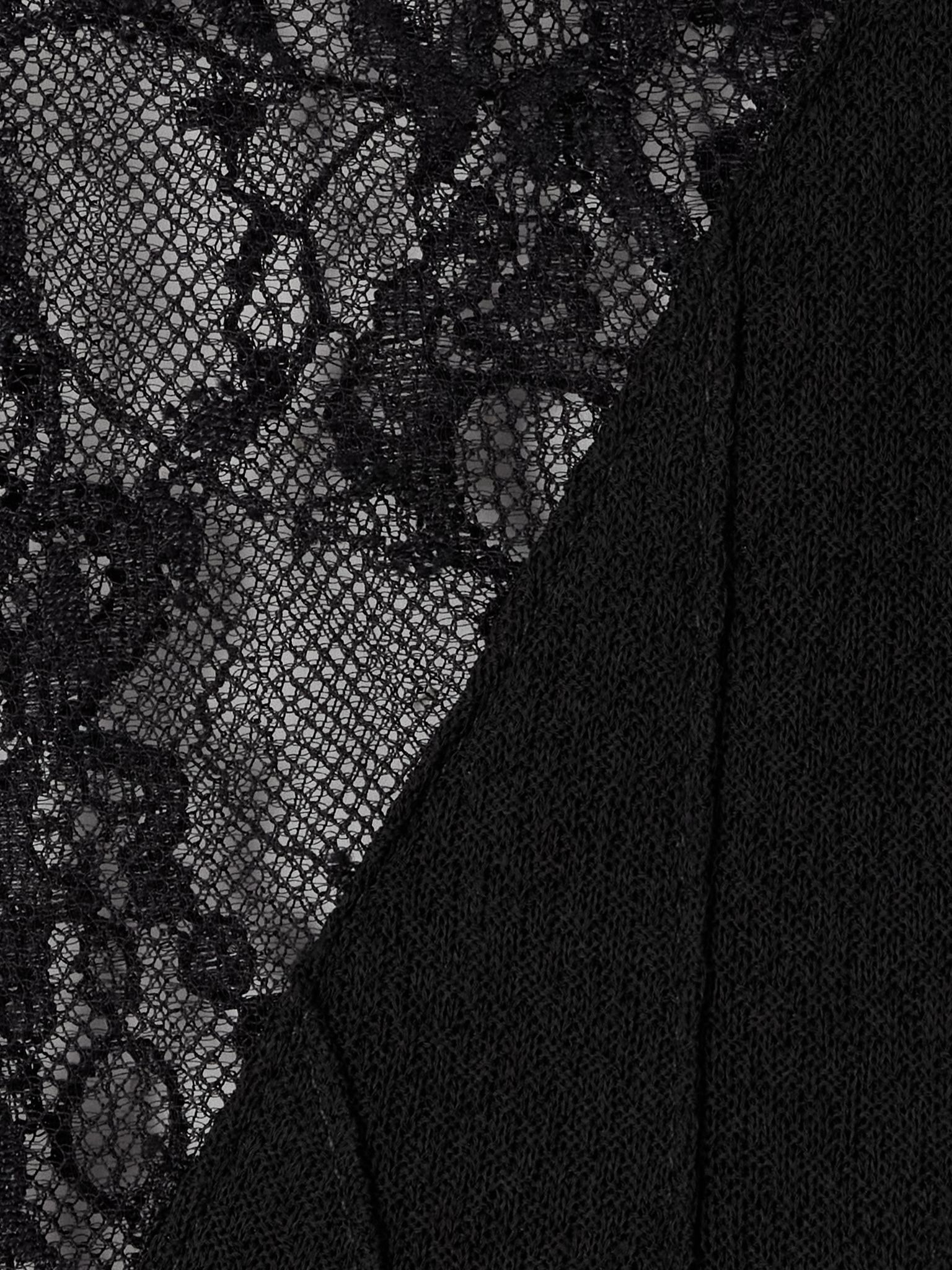 Lace and knitted midi dress Black - 4