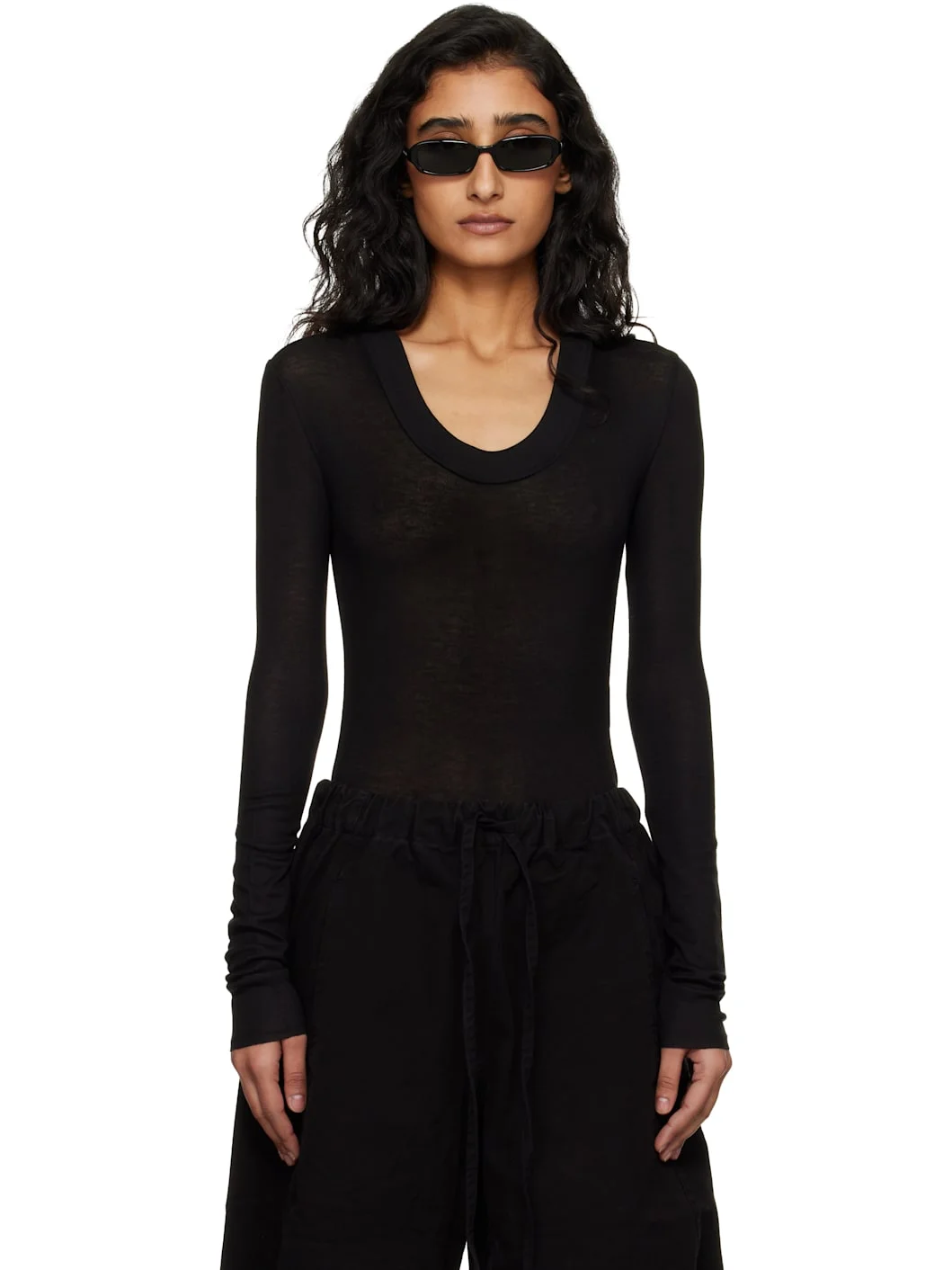 Black Circle Neck Bodysuit - 1