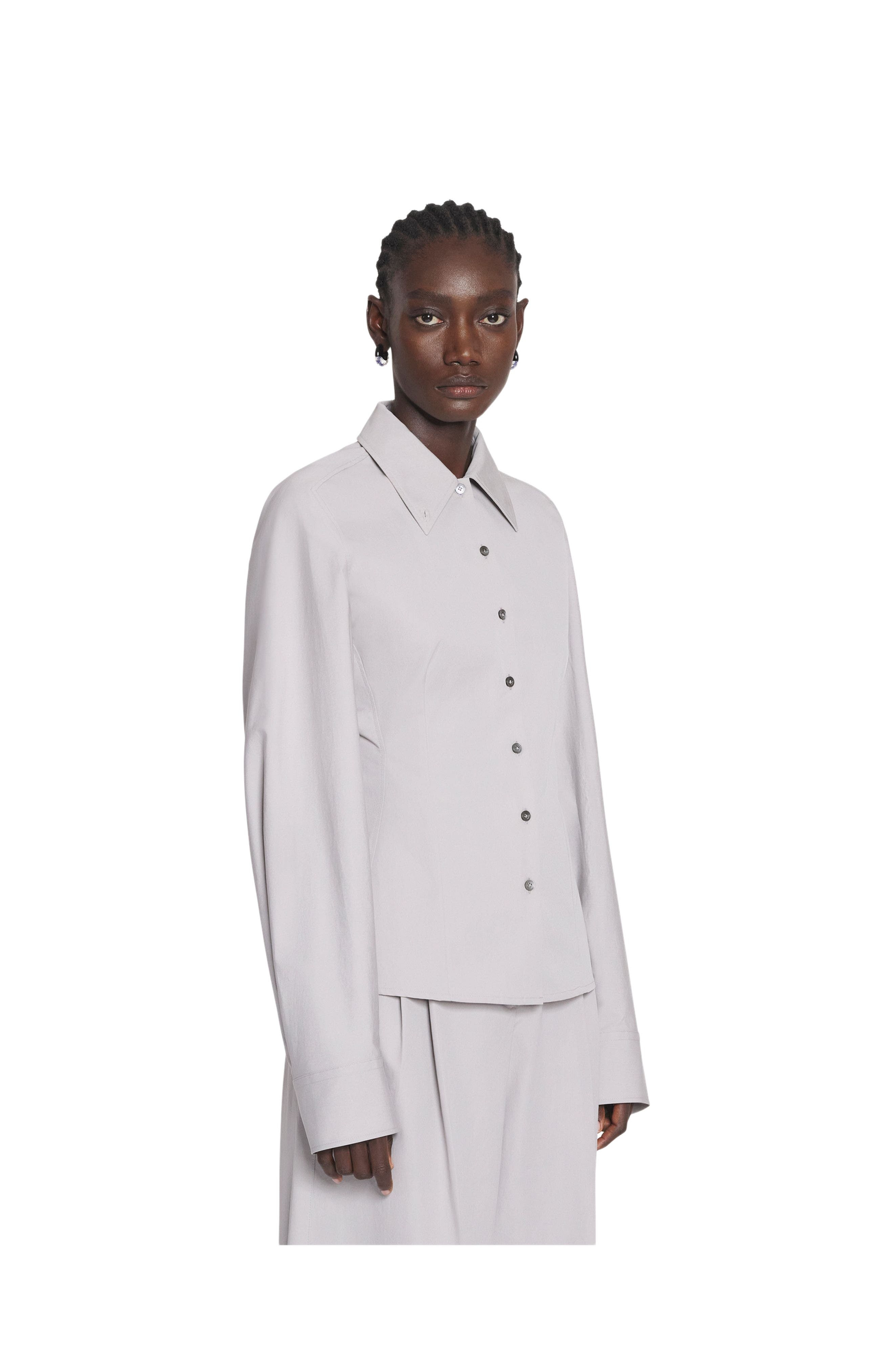 Lanvin Tailored Cotton Shirt in Mink at Nordstrom - 3