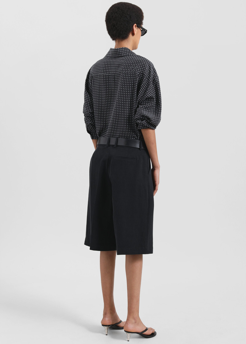 Bilbao Pleated Linen Bermuda Shorts - Black 6