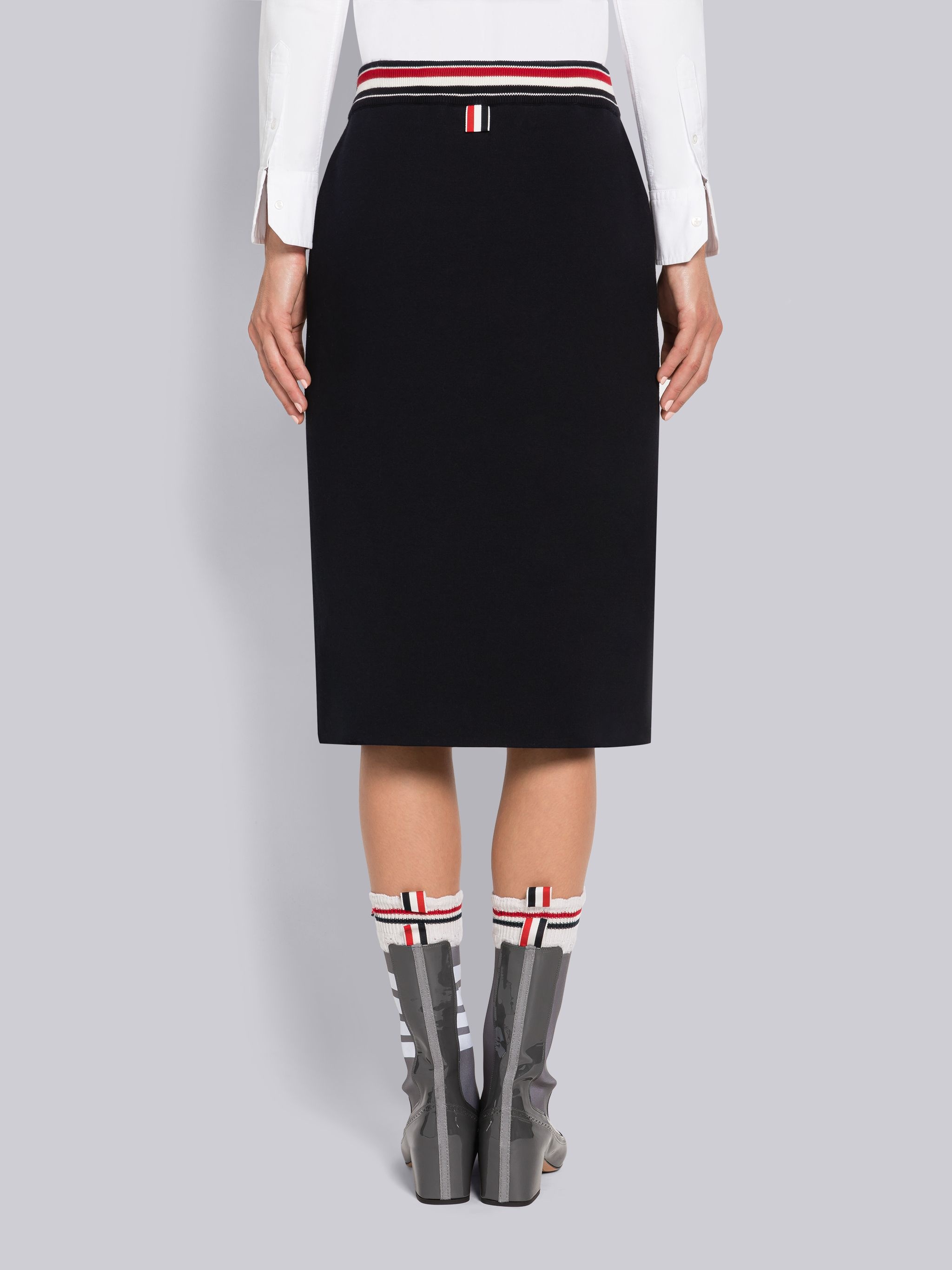 Double Face Cotton A-Line Skirt With Bow - 3