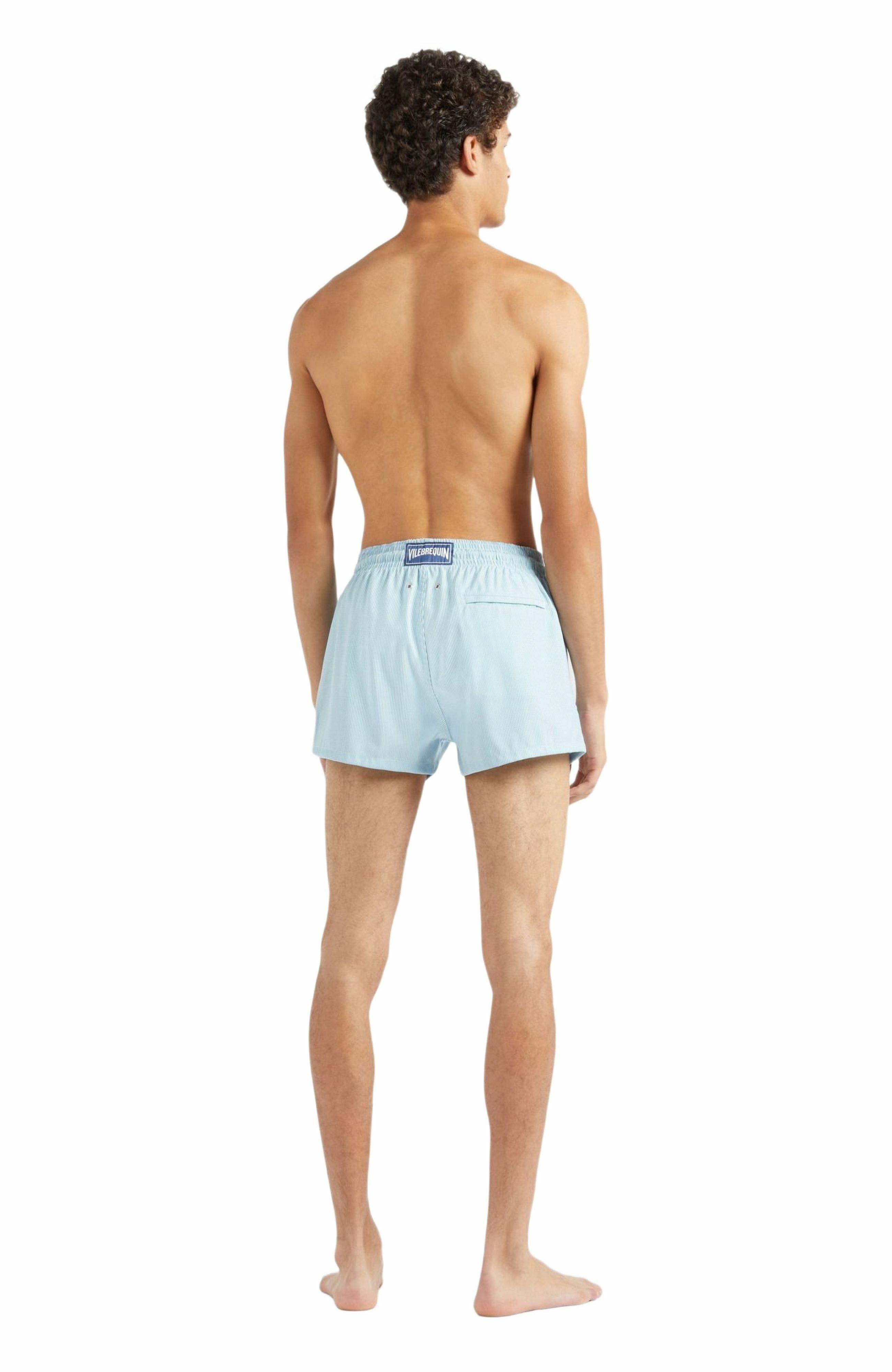 Vilebrequin Men's Micro Rayures Tailoring Wool Swim Shorts in Topaze Bleue at Nordstrom - 4