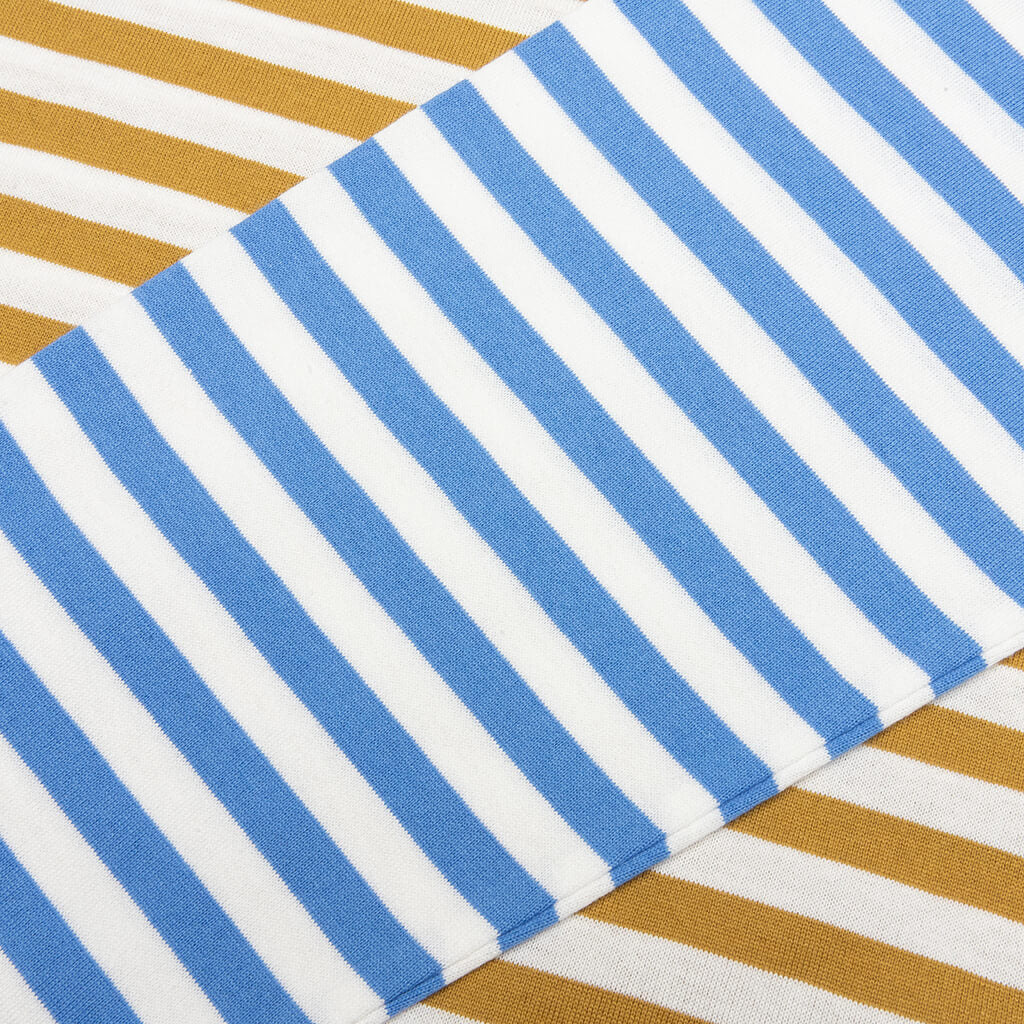 COMME DES GARCONS PLAY BI-COLOR STRIPE T-SHIRT - OLIVE/BLUE - 4