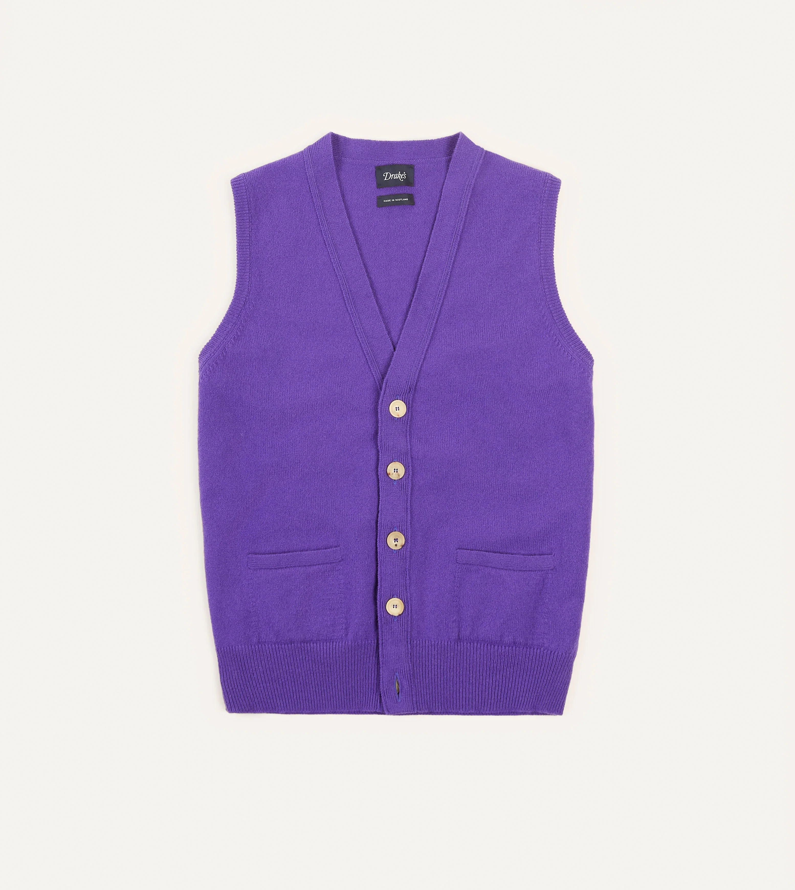 Purple Lambswool Sleeveless Cardigan - 1