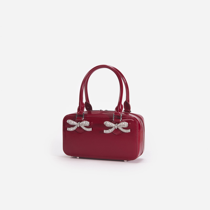 Burgundy Leather Mini Tote Bag 2