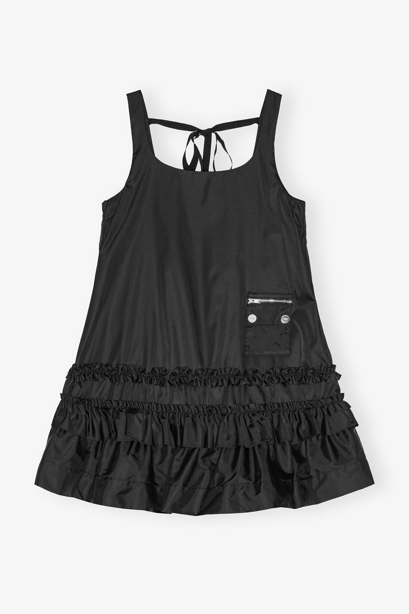 BLACK DUCHESSE NYLON MINI DRESS - 1