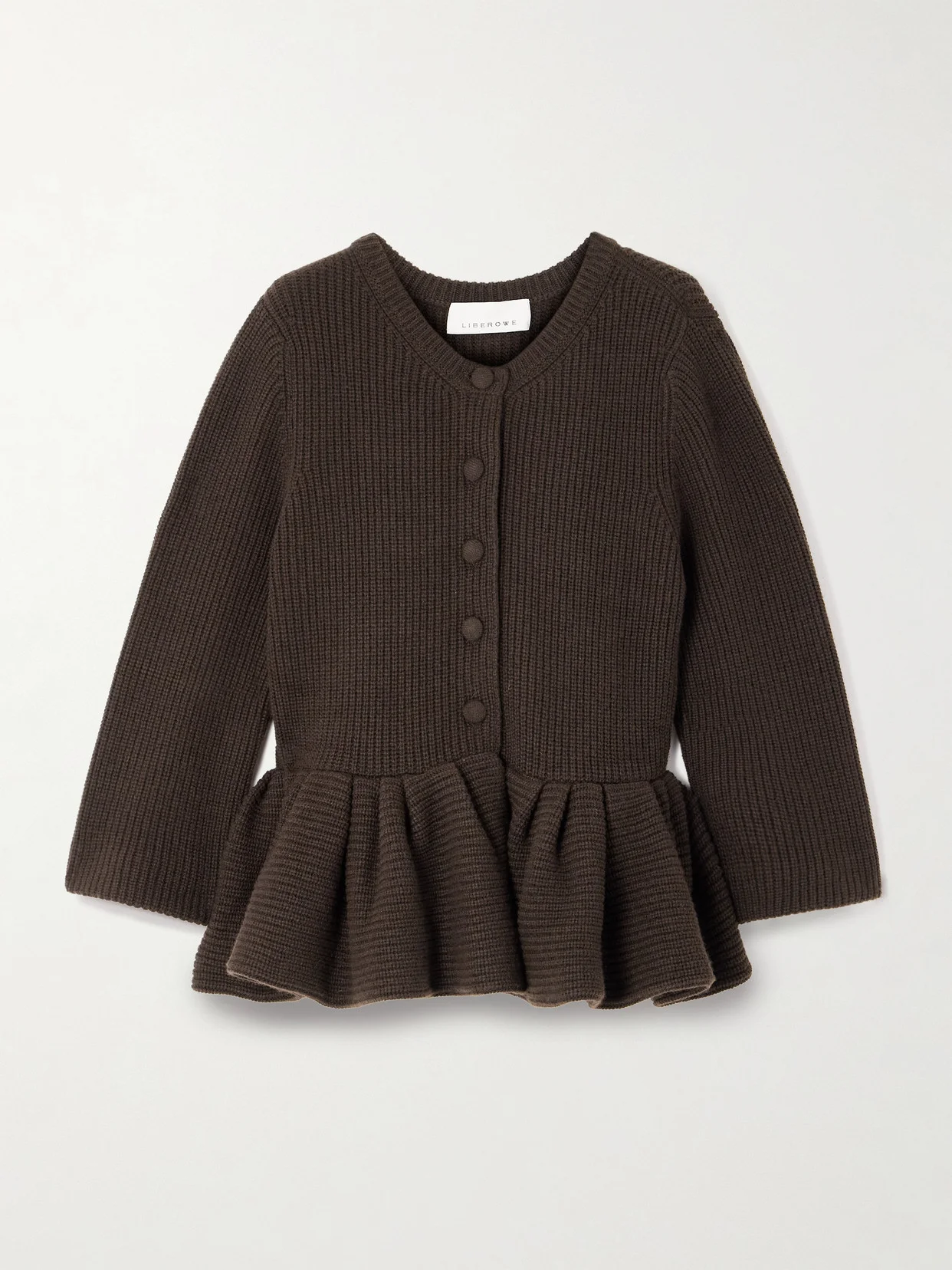 Ruffled Cashmere Peplum Cardigan - 1