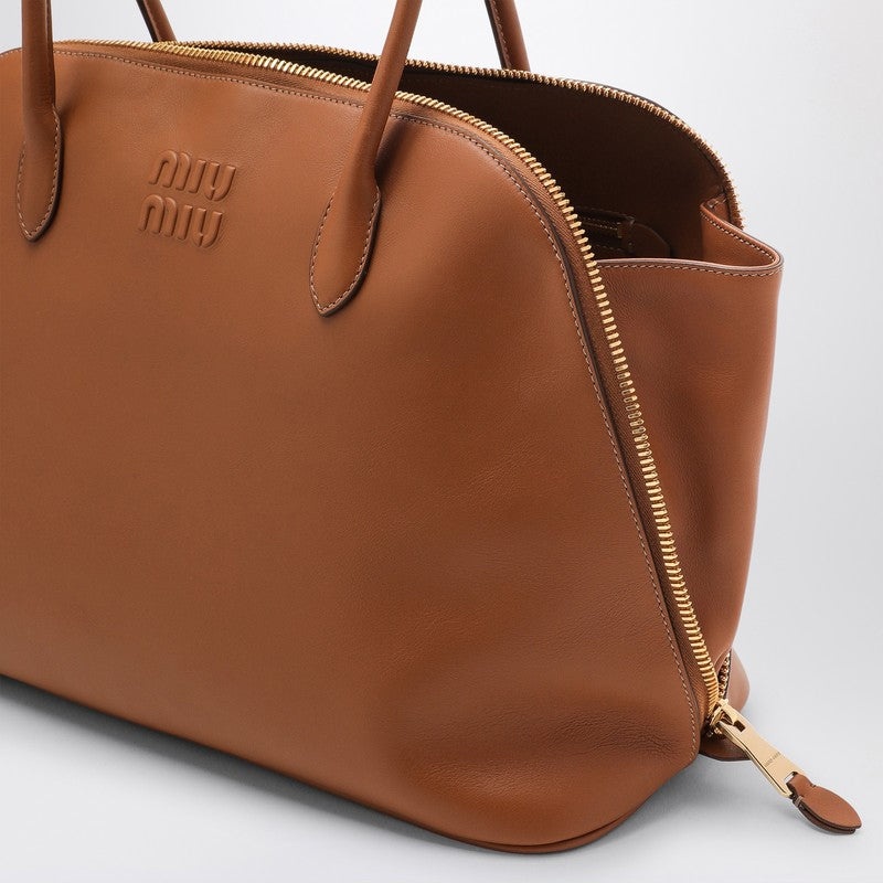 Miu Miu Cognac-Coloured Leather Bag With Logo Women - 5