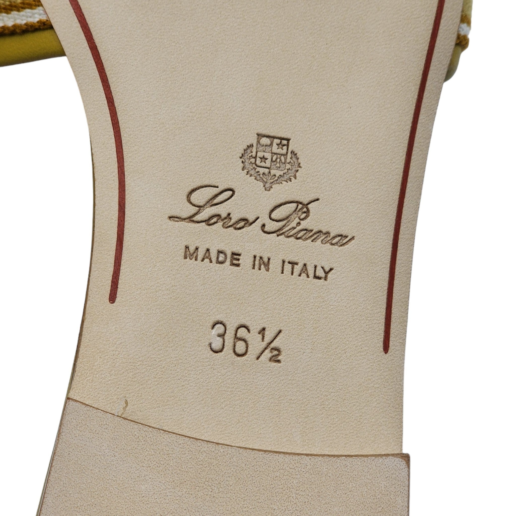 Loro Piana The Suitcase Stripe Flat Sandals in Yellow - 9