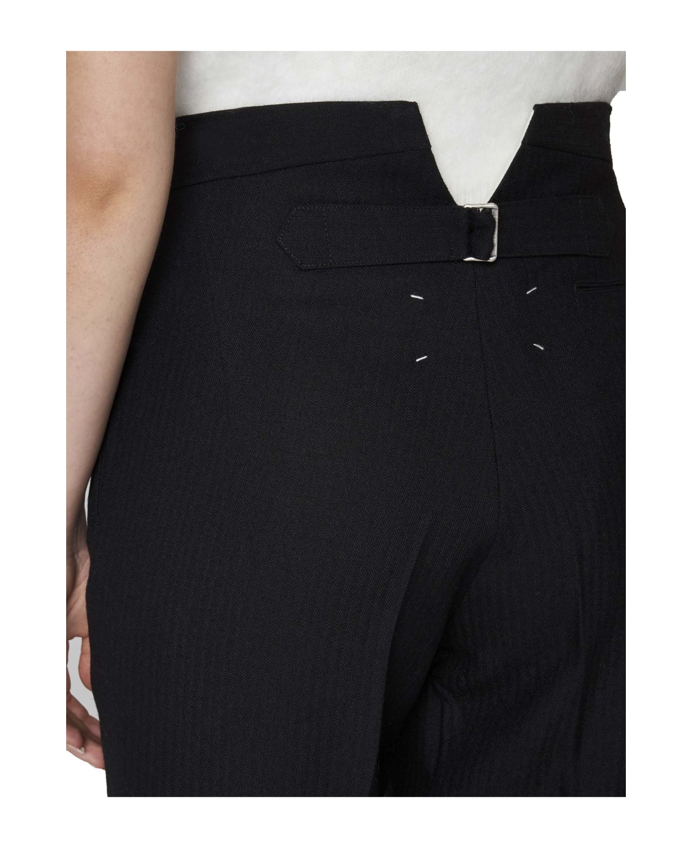 Herringbone Wool Pleated Trousers - 5