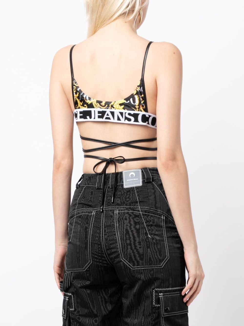 Barocco-print cropped top - 4