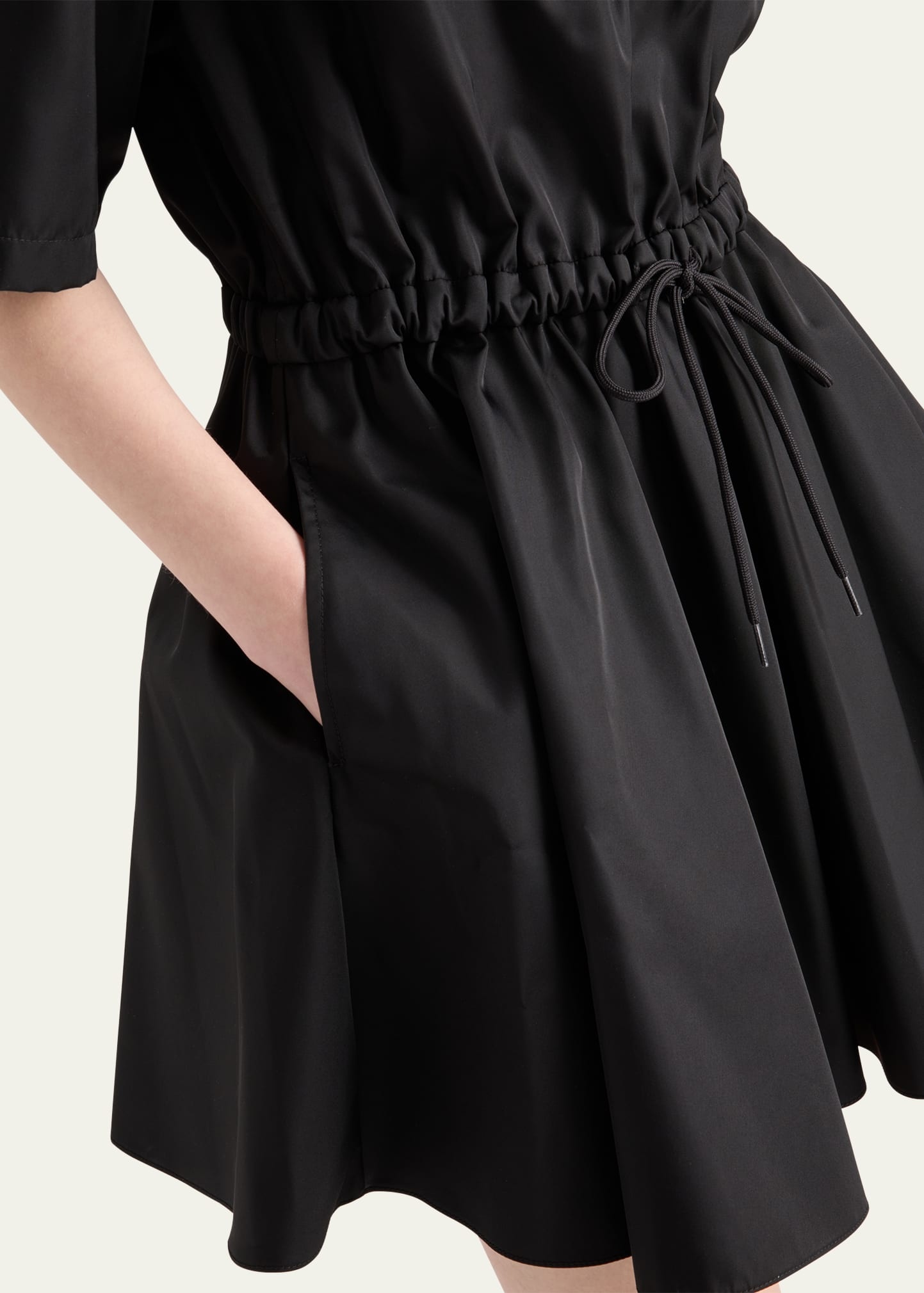 Re-Nylon Drawstring Fit-Flare Mini Dress - 4