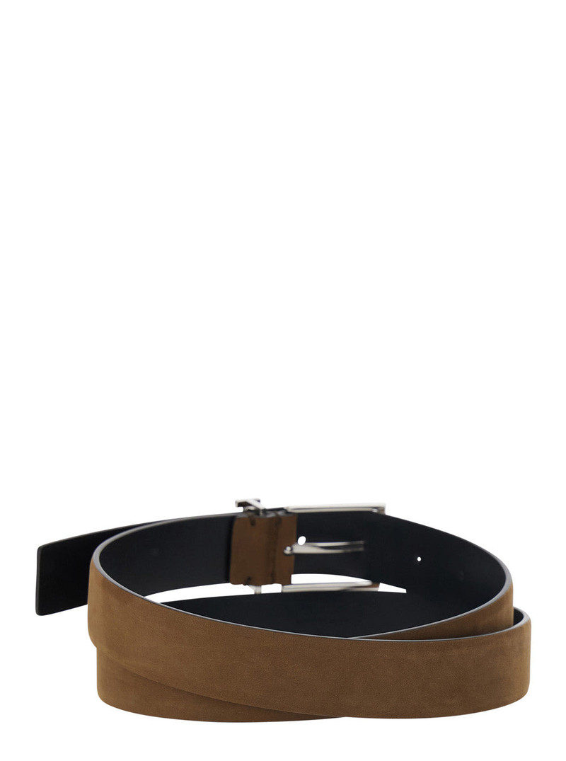 TOM FORD Brown Belt with T Loop Detail in Leather Man Calf outlook
