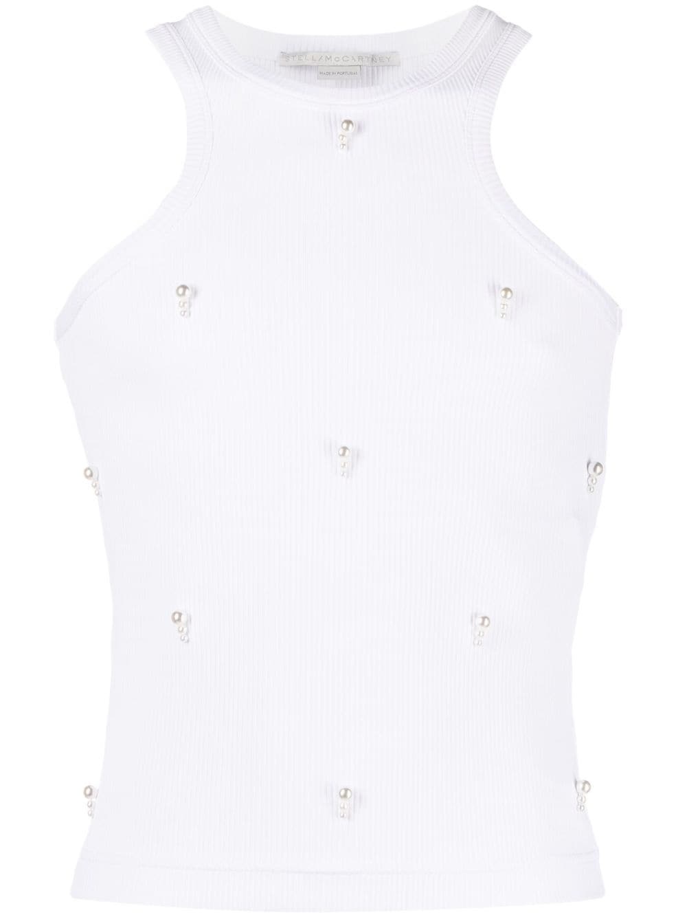 pearl-embroidered racerfront tank top - 1