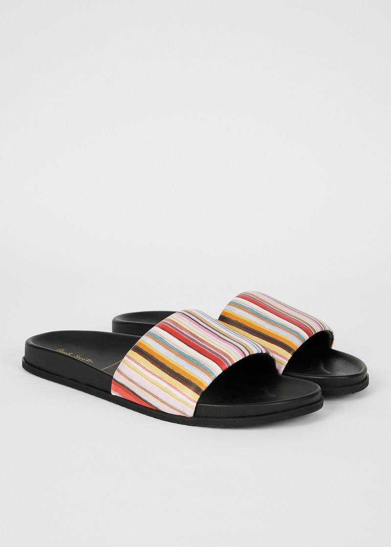 'Painted Signature Stripe' Leather 'Bellagio' Slides 4