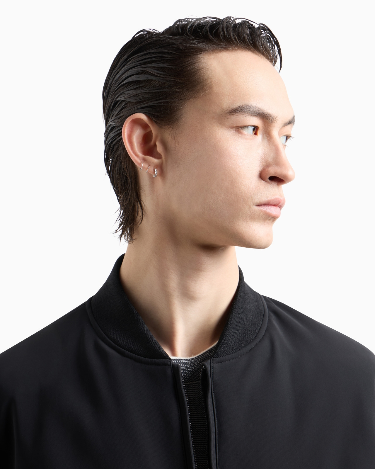 Zipped bomber jacket in technical stretch nylon - 5