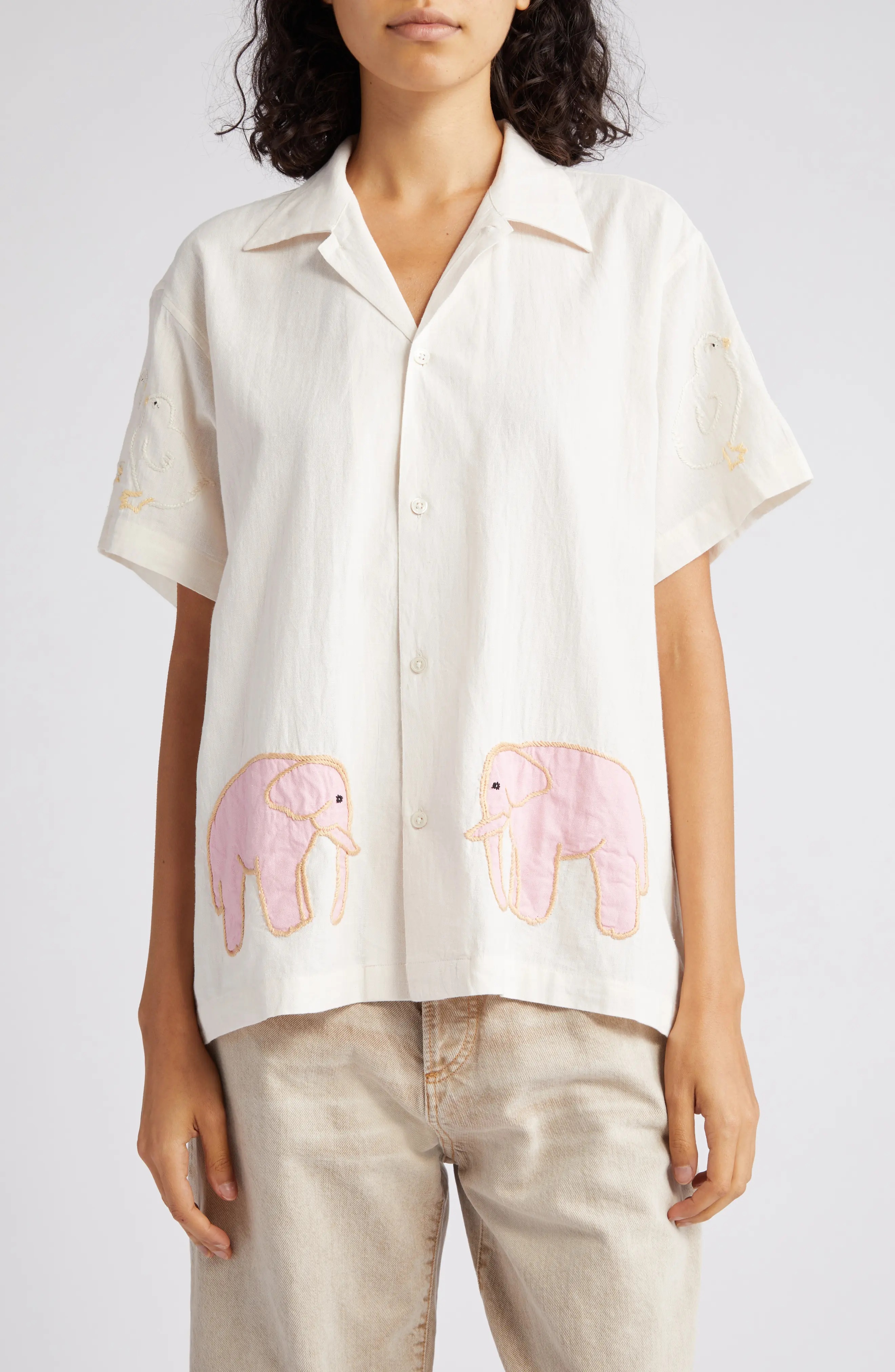 Tiny Zoo Short Sleeve Cotton Button-Up Shirt - 1