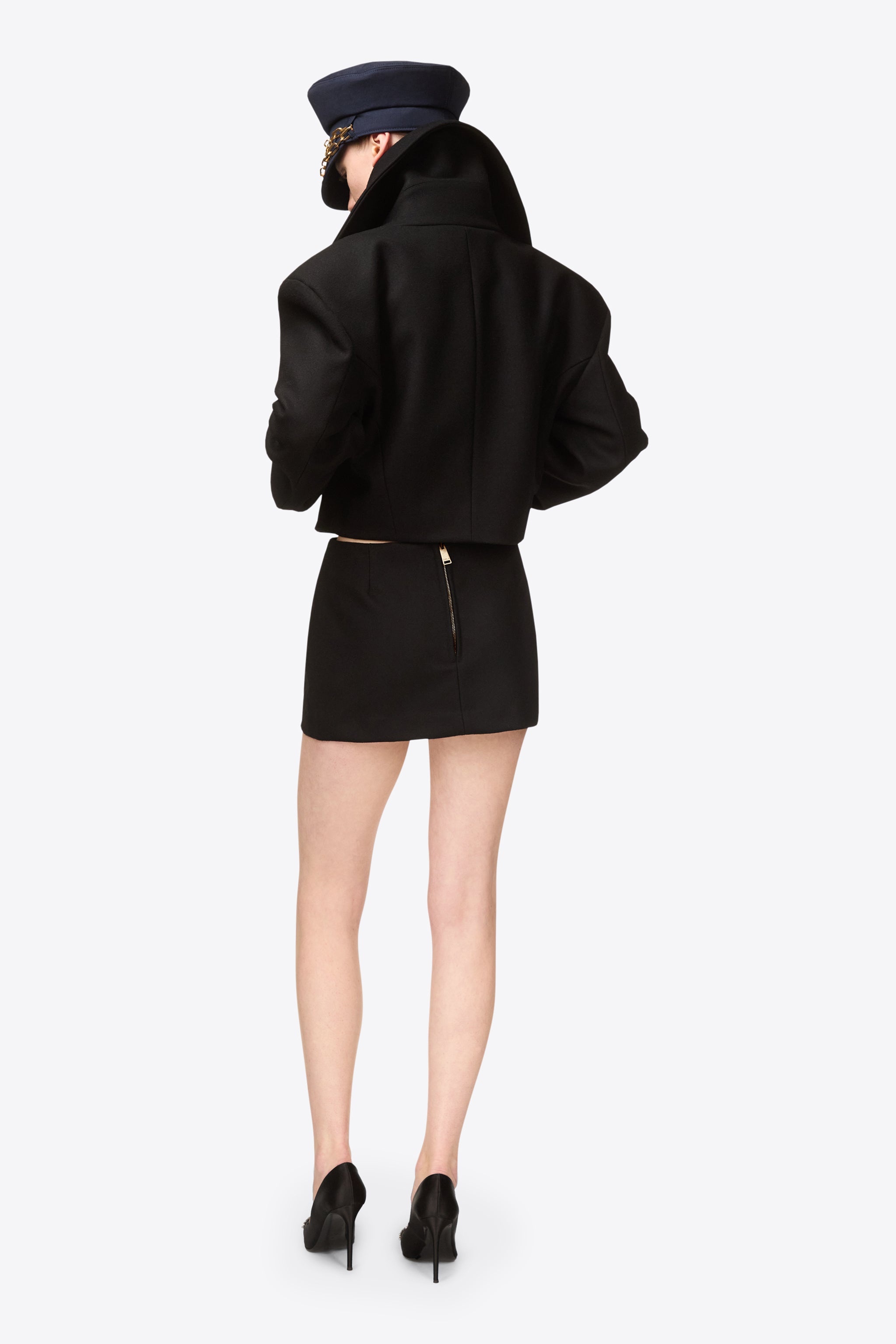 GEMSTONE BUTTON CROPPED PEACOAT - 6