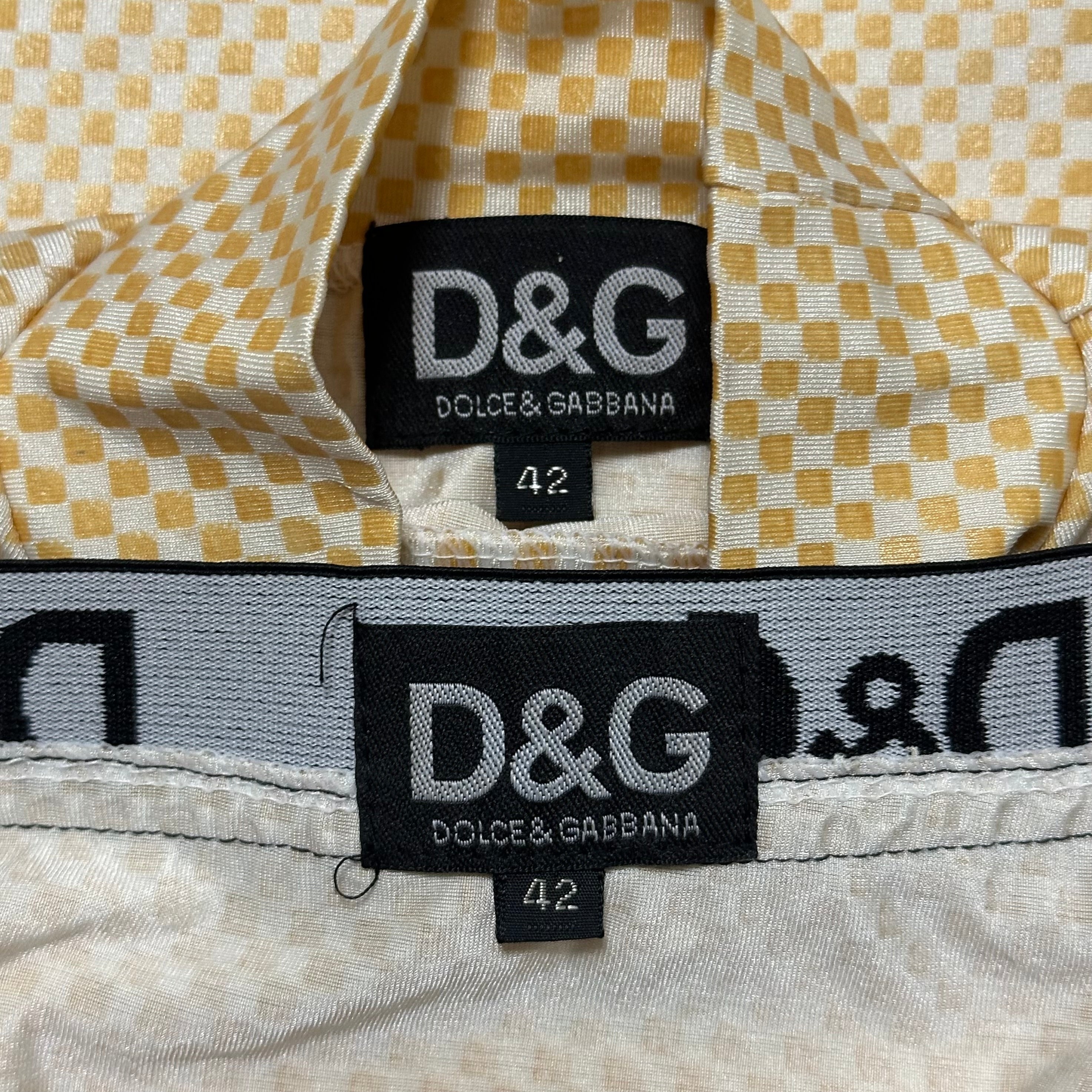 D&G - D&G 1995 Checkered Logo Trim Short Sleeve Top and High Rise Midi Skirt Set Up - 5