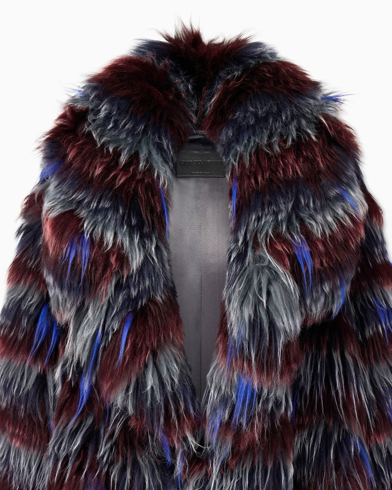 LONG-HAIRED COAT WITH STRIPED PATTERN AND BELT 5
