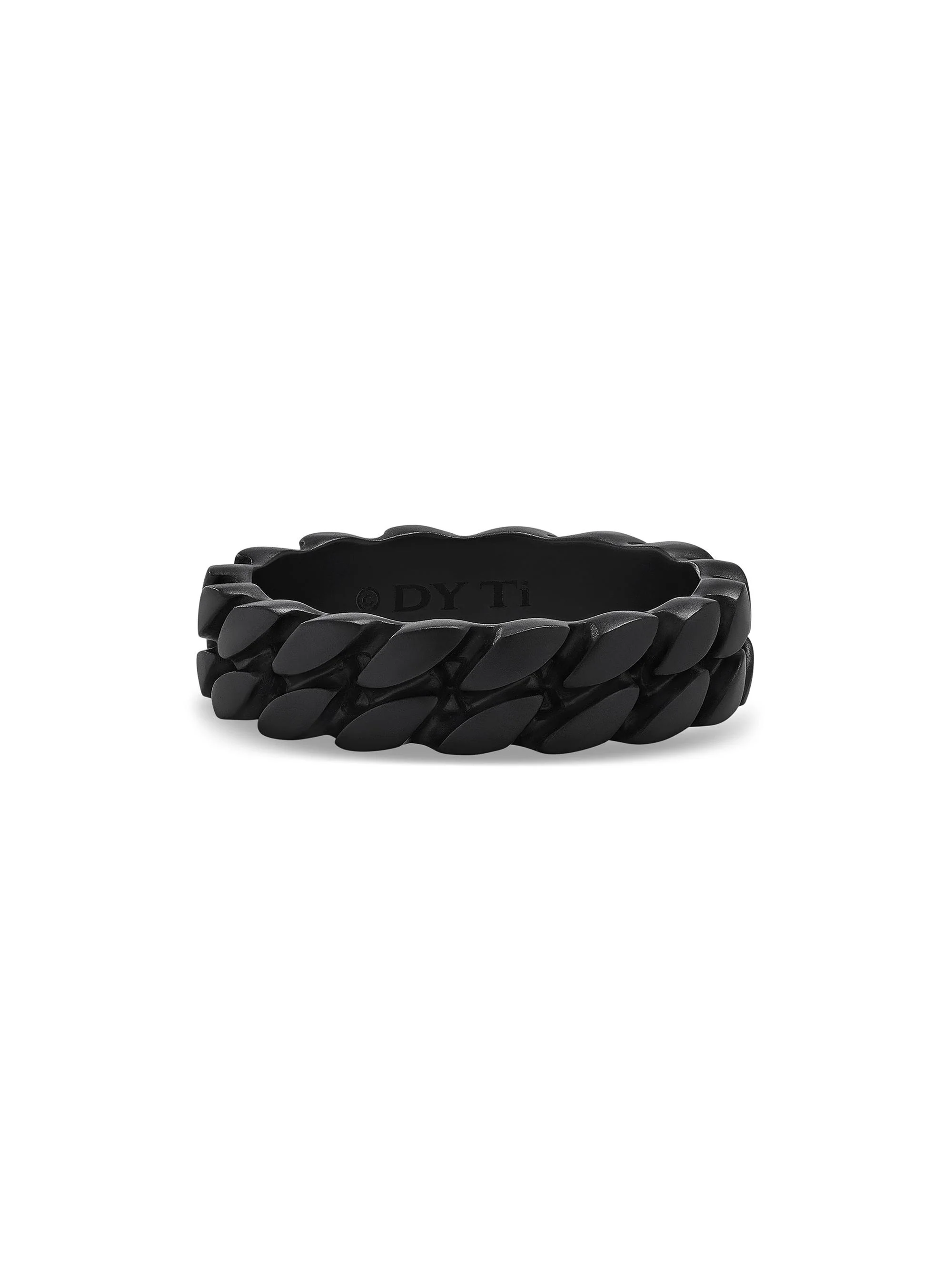 Men's Curb Chain Band Ring in Titanium, 6MM - Black - 1