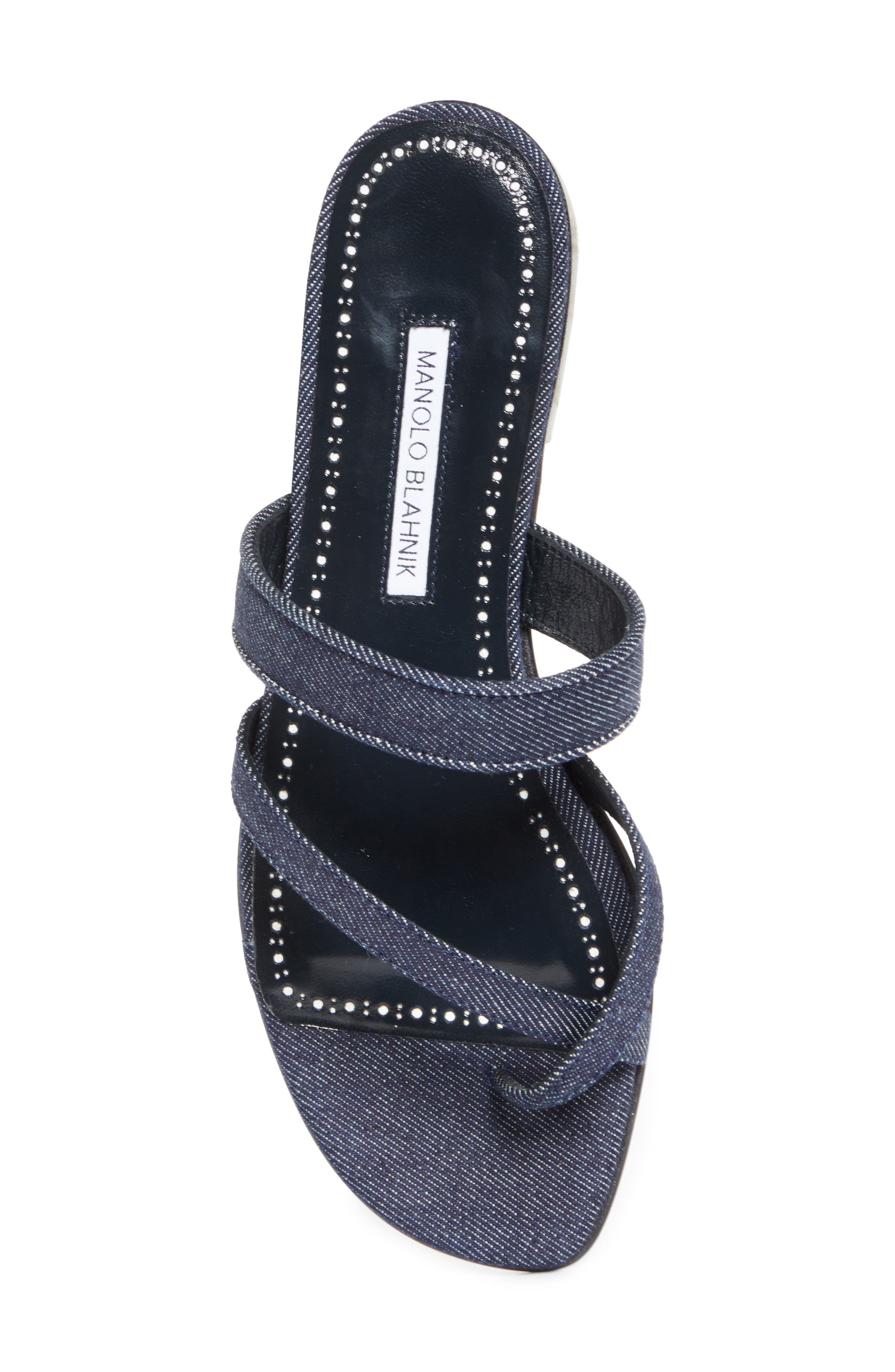 Manolo Blahnik Susaperf Crossover Sandal in Dark Chambray Blue at Nordstrom - 5
