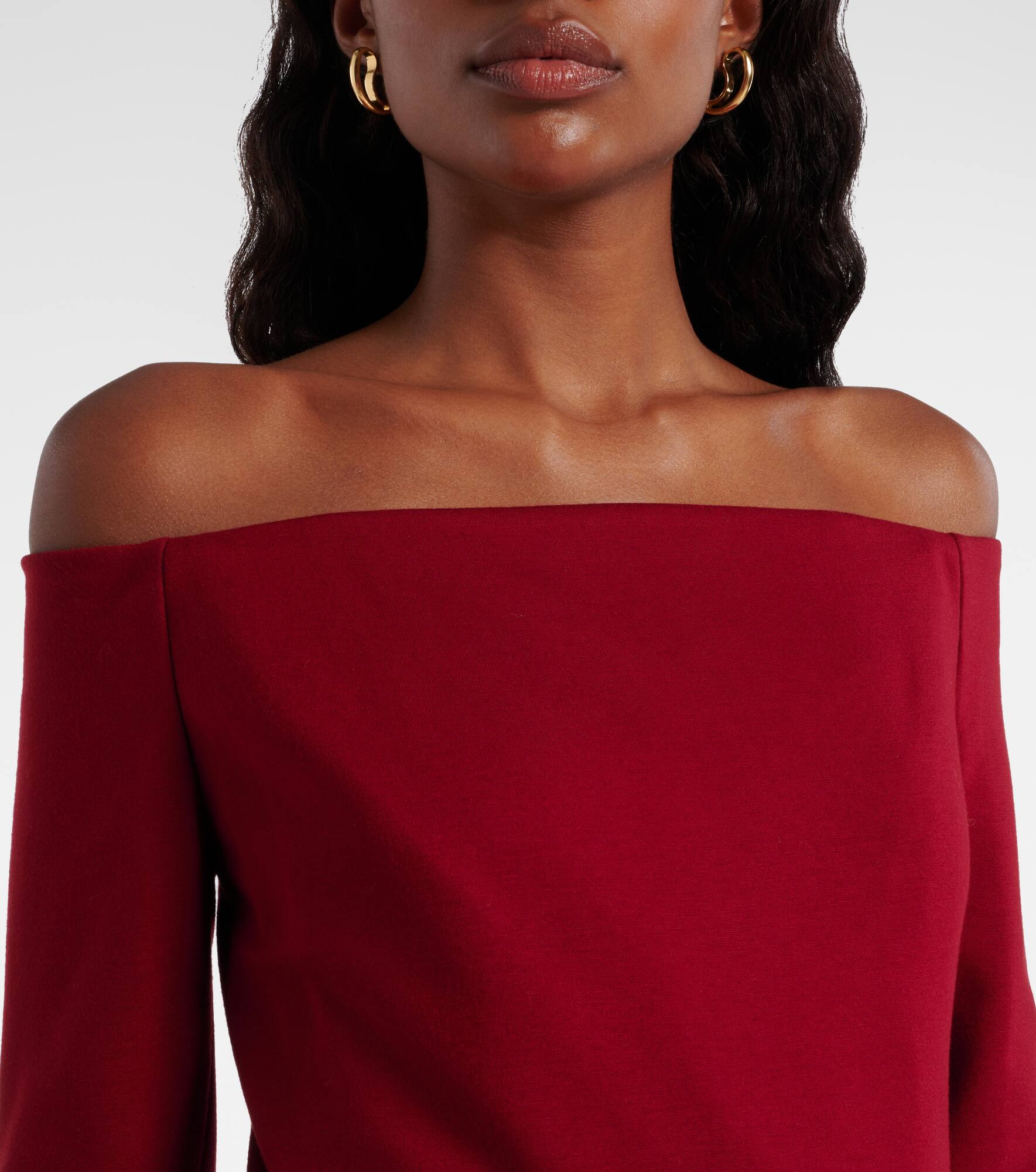 Belted off-shoulder jersey gown - 4