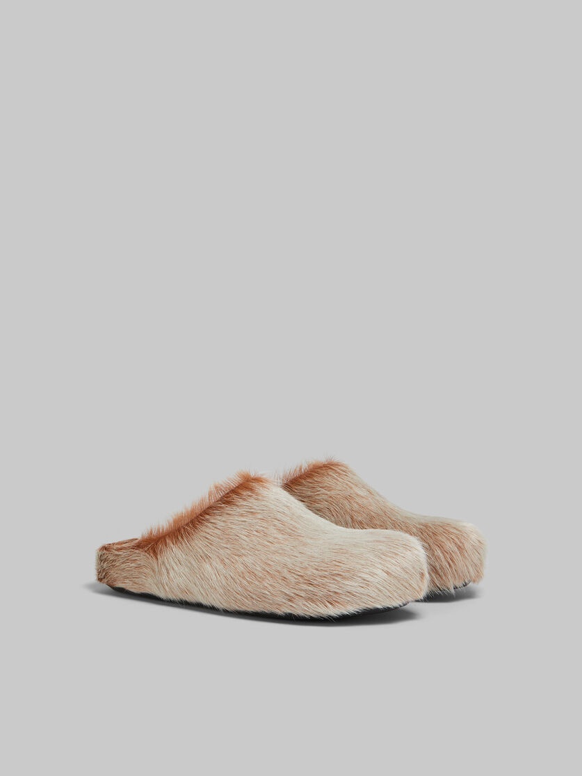 BEIGE LONG HAIR CALFSKIN FUSSBETT SABOT - 2